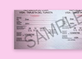 Example of a pink visa card for travel authorization to Cuba - Cuba Visa
