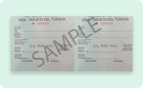 sample of a Cuban green visa