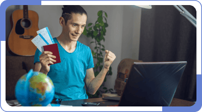 A man successful with his visa application process online