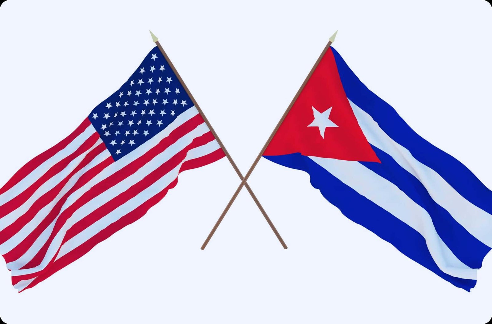 United States of America and Cuban flags