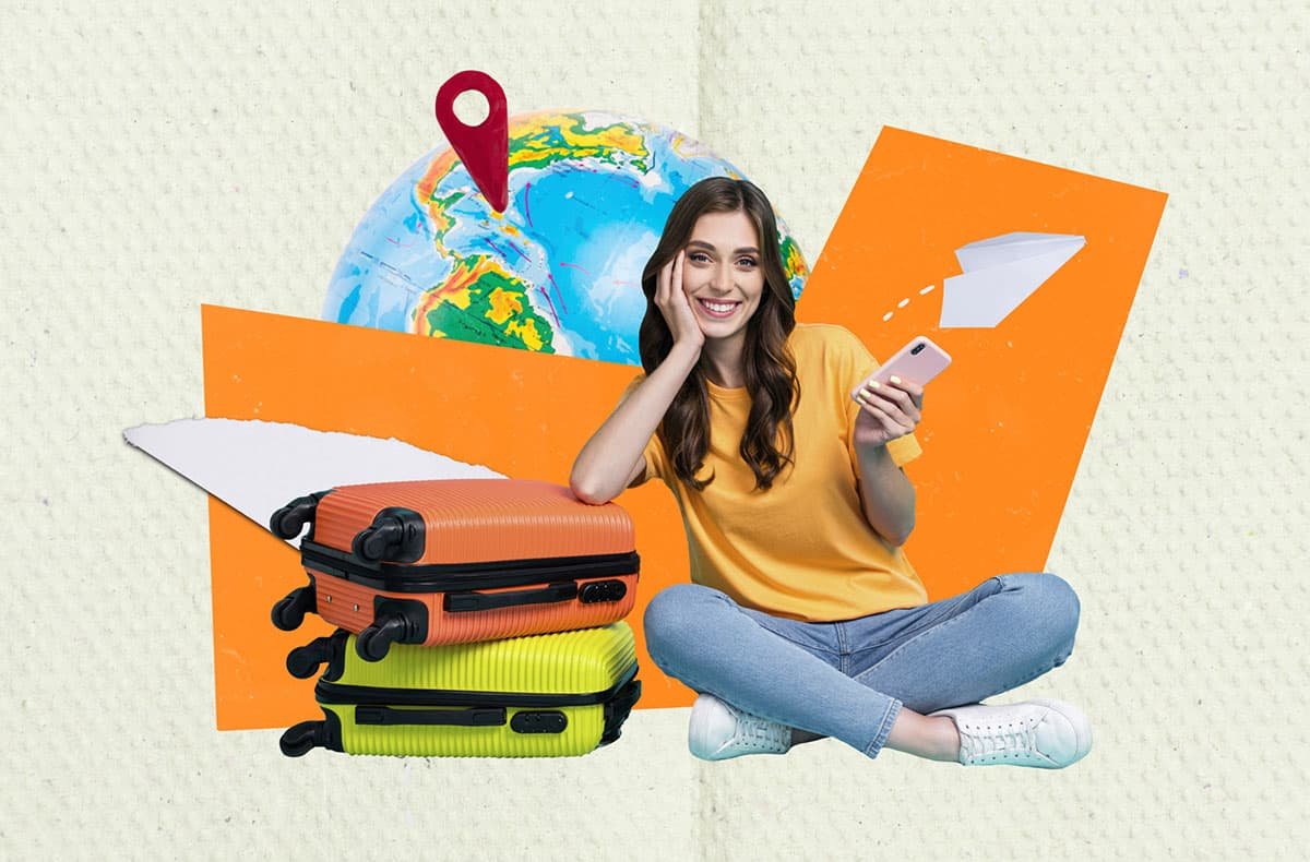 Young lady with her bags wondering if she needs a visa to go to Cuba