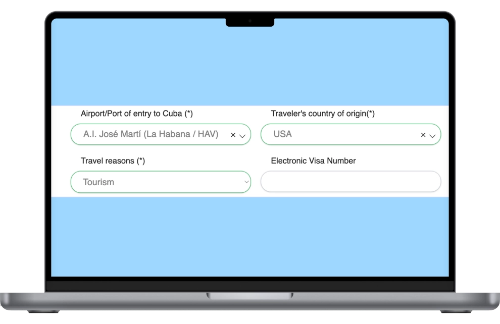 Step 4 of filling out the D’Viajeros government form to travel to Cuba