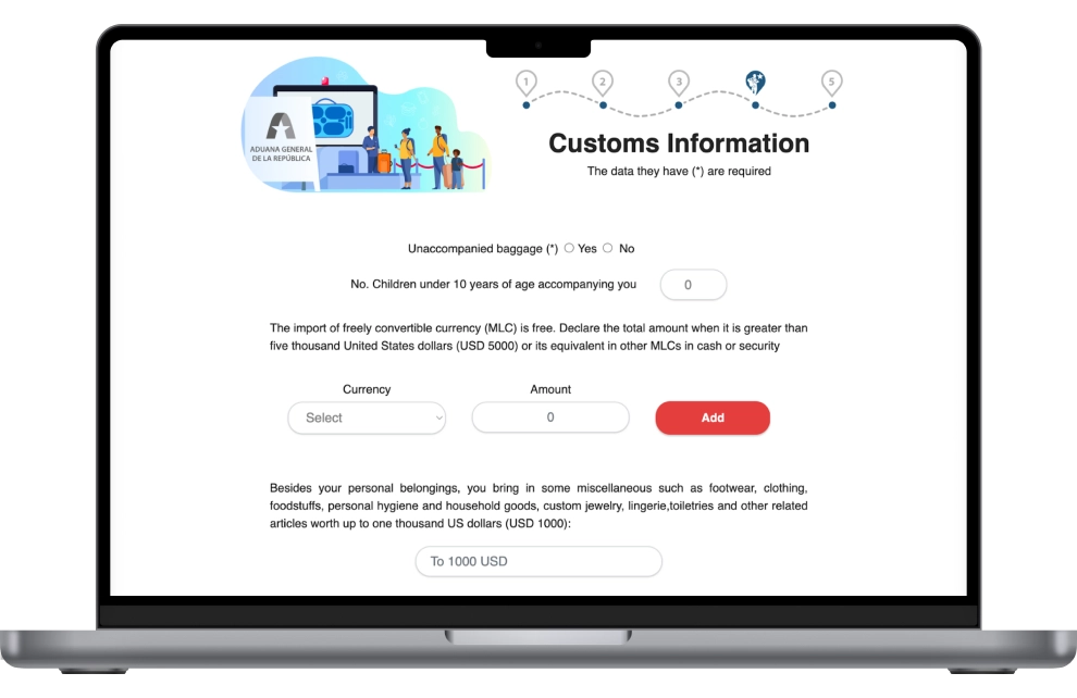 Step 6 of filling out the D’Viajeros government form to travel to Cuba
